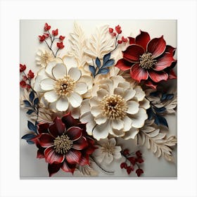 Red White And Blue Flowers Canvas Print