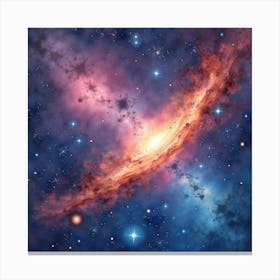 Watercolor Space Art With Vivid Nebulae 1 Canvas Print