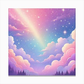 Sky With Twinkling Stars In Pastel Colors Square Composition 283 Canvas Print