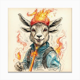 Goat Firefighter Canvas Print