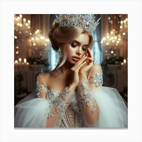 Beautiful Bride In A Wedding Dress Canvas Print