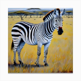 Zebra On Grassland In Africa National Park Of Kenya 1 Canvas Print