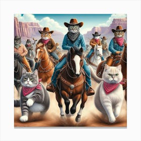 Cowboy Cats 3 Canvas Print