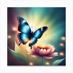 Butterfly On A Flower Canvas Print