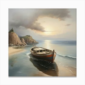 Boat On The Beach Canvas Print