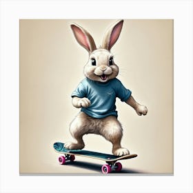 Bunny Skateboarding 6 Canvas Print