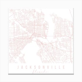 Jacksonville Florida Light Pink Minimal Street Map Square Canvas Print