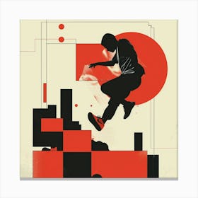 Man Jumps Over A Building Canvas Print