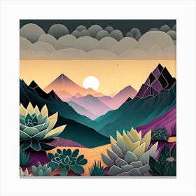Firefly Beautiful Succulent Landscape With A Cinematic Mountain View Of A Dramatic Sunrise 1630 (3) Canvas Print
