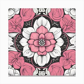 Pink And White Floral Pattern Canvas Print