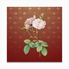Vintage Damask Rose Botanical on Falu Red Pattern n.0635 Canvas Print
