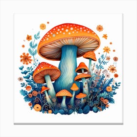 Mushrooms And Flowers 13 Canvas Print