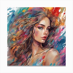 Woman With Colorful Hair Canvas Print