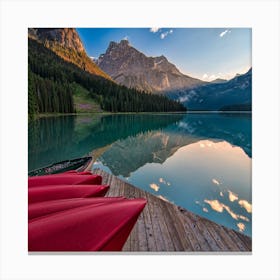 Canoes On A Lake Canvas Print