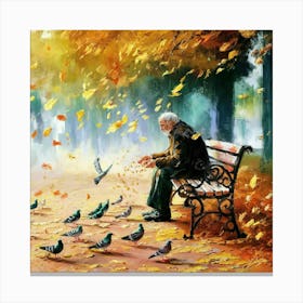 Man And Pigeons Canvas Print