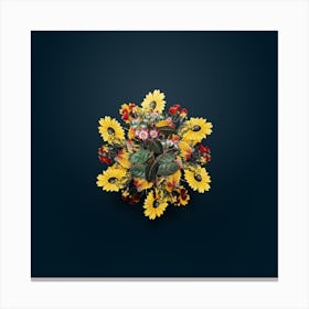 Vintage Tall Calotropis Floral Wreath on Teal Blue n.2779 Canvas Print