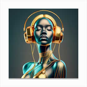 Woman With Headphones 56 Canvas Print