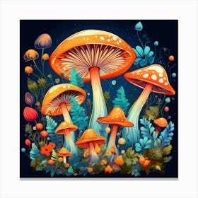 Mushrooms In The Forest 34 Canvas Print