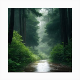 Forest Path In Rainy Weather Canvas Print