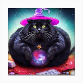 Black Cat Witch Canvas Print