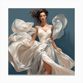 Woman In A White Dress Canvas Print