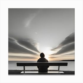 Sunset On A Bench Canvas Print