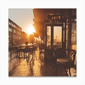 Sunset In A Cafe Canvas Print