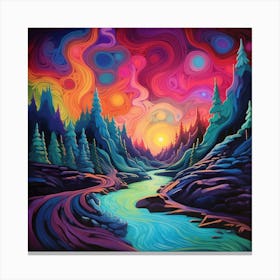 Sunset In The Forest Canvas Print