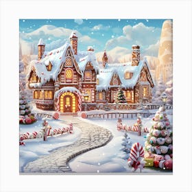 Christmas House In The Snow Canvas Print