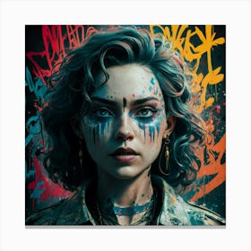 Girl With Graffiti On Her Face Canvas Print