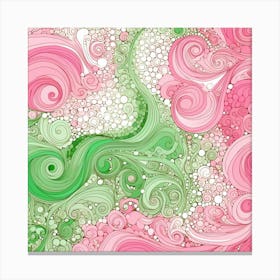 Pink And Green Swirls Canvas Print