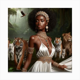 Beautiful Woman In The Jungle Canvas Print