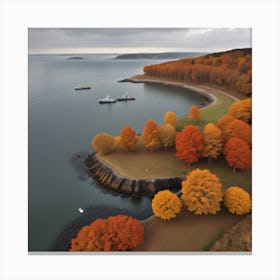 Autumn Trees On The Shore Canvas Print