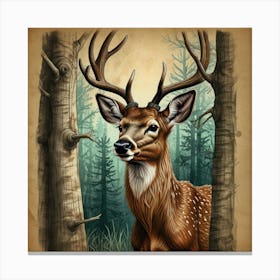 Deer In The Woods 24 Canvas Print