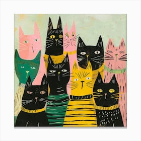 Cats In A Group Canvas Print