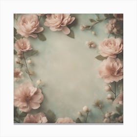 Pink Roses On A Blue Background Canvas Print