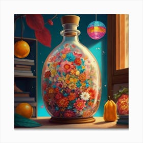 Jar Of Flowers Canvas Print