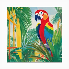 David Hockney Style: Parrot in Palm House Series Canvas Print