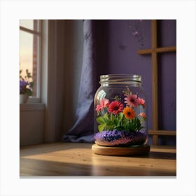 Jar Of Flowers Canvas Print