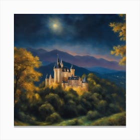 Castle In The Moonlight Canvas Print