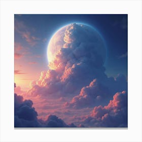 Titan With Watercolor Storm Clouds, Vibrant And Intense 1 Canvas Print