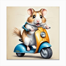 Hamster On A Scooter 2 Canvas Print