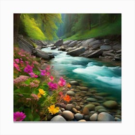 Flowers In The Stream Canvas Print