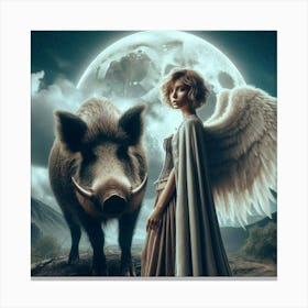 Angel And Boar 1 Canvas Print