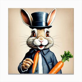 Rabbit In Top Hat 13 Canvas Print