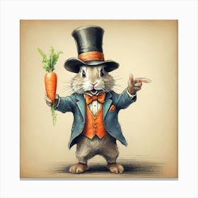 Rabbit In Top Hat 4 Canvas Print