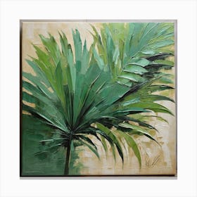 Green fan of palm leaves 1 Canvas Print