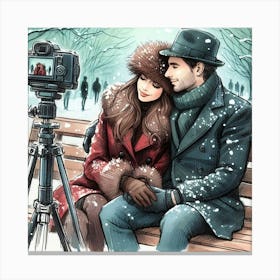 Couple Taking Photo Canvas Print