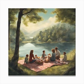 Picnic By The Lake Canvas Print