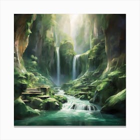 Waterfall In The Forest Canvas Print